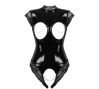 Body Suit Cupless Crotchless Teddy Lingerie Femme Black Wetlook Pvc Latex Catsuit Gothic Women Costume gothic lingerie