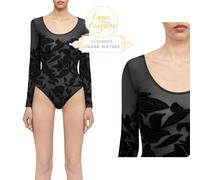 Body Tattoo By Wolford M Black Long Sleeve Transparent Flower Design