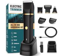 Body Trimmer Men 3 in 1, Pubic & Ball Trimmer Man IPX7 Waterproof, Rechargeable Body Shavers for Men with 2 Combs, Painless Nose Hairs Trimmer for Man,Wet & Dry