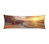 Body Tropical Beach at Sunset Pillowcase Long Pillow Pillowcases Polyester Microfiber Pillow Cover with Hidden Zipper Closure Machine Washable Soft Breathable Cushion Cover