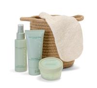 Body Wash Gift Set for Women - Vegan Spa Pamper Basket with 100ml Body Wash, 100ml Body Mist, 50g Shea Sugar Scrub & Exfoliating Mitt, Reusable 20cm Storage Basket, For All Skin Types, Gift-Ready