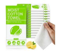 Body Wash Towelettes Scented Lemon Moist Cotton Towel Moist Towelettes Travel Size Individually Wrapped Bulk for Hiking Gym Camping Outdoor Sports (100 Pack)