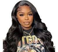 Body Wave 360 Lace Front Wigs - Human Hair, Pre-Plucked with Baby Hair, Brazilian Virgin, Body Wave Style, Full Lace Frontal (0928A-Black, 30.48cm)