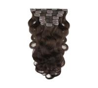 Body Wave Clip in Extensions Real Human Hair, 8Pcs 110g Brazilian Virgin Hairs Extension, Dark Brown Quick to Wear(20inch)