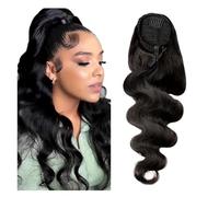 Body Wave Hair Extension Clip Ponytail Human Hair Extensions Drawstring for Woman(12inches)