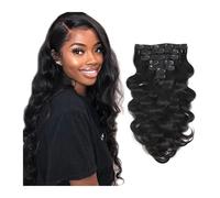 Body Wave Human Hair Clip in Hair Extensions Natural Black Color Full Head Brazilian Virgin Hair 120 Gram for Women Wear and Go(22 inch)