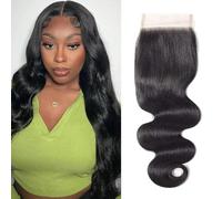 Body Wave Human Hair Closure 4x4 Transparent Hd Lace Closure 12Inch 12A Brazilian Virgin Hair Free Part Pre Plucked Skinlike LaceClosure HumanHair Natural Black Color