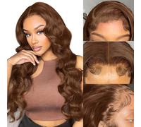 Body Wave Human Hair Wig 180% Density 13x4 Lace Front Wigs Human Hair Wig for Women, Brazilian Virgin Human Hair With Baby Hair Pre plucked Natural Hairline Light Brown 28 Inch