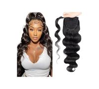 Body Wave Ponytail Extension Human Hair, Warp Around Brazilian 100% Human Hair For Women for Daily Use(Natural Black,12inches)