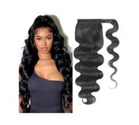 Body Wave Ponytail Extension Natural Black Real Human Hair Wrap Around Pony Tail Clip In Remy Hair Pieces(26inches)