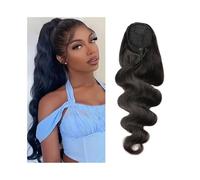 Body Wave Ponytail Extensions Human Hair Wave Curly Drawstring Ponytail Natural Color Hairpiece with Clip(18inches)
