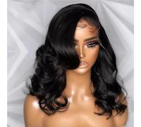 Body Wave Short Bob Wigs Loose Bouncy Curly Human Hair Wig Wavy Side Part Bob Wigs For Wome 4x4 Lace Closure 10inches#180 Density