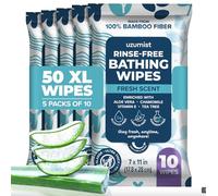 Body Wipes For Adults Bathing No Rinse 50pc XL - Ultra Thick Travel Wipes For Personal Cleansing & Hygiene Essentials, Elderly Care, Incontinence Disposable Washcloths - Shower Wipes For Women Men