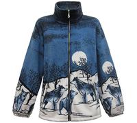 Body2Body Women's Double Fleece Animal Print Jacket with Pockets, Mountain Wolf - S