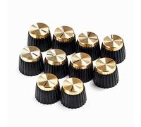 BODYA 10Pcs Guitar Amplifier AMP Knobs with Gold Cap Push On Knobs for Marshall Amplifier, Black