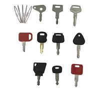 BODYA 10Pcs Master Ignition Key Set with 5 Key Rings for JCB John Deere Lucas Takeuchi Komatsu CAT Kobelco Kubota Volvo Plant Machinery Digger Tractor Dumper Dozer Rolle