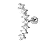 BODYA 1pc 16g 1/4 Inch Surgical Steel 5-7gem Curved CZ Crystal Cartilage Stud Earring Tragus Helix Earring Hypoallergenic (Silver)