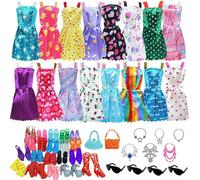 BODYA 32Pcs Barbie Doll Clothes Bundle Dresses Shoes Sunglasses Bags Set Lot Accessories Girl Gift