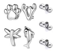 BodyAce 14G 4Pcs Dermal Piercing Tops with 3Pcs Base, Internally Threaded Dermal Anchor Top for Men Women, Black Heart Skin Piercing Jewellery Set