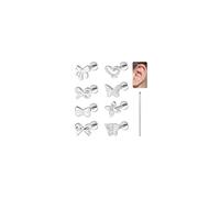 BodyAce 16g/18g Bowknot Flat Back Earrings Internal Thread Tragus Piercing Jewellery for Nose/Conch/Cartilage/Helix Studs Surgical Steel Bow Vertical Labret Lip Bars [1.0mm=18G;BL:8mm]