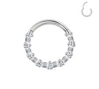 BodyAce 16G Nose Rings Septum Hoops, High Crafted Helix Hoop Daith Earrings for Women Men, Stainless Steel Conch Clickers Lip Piercing Labret Rings [Rectangle CZ;Hoop:8mm]