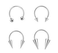 BodyAce 16G Spike Nose Rings 18G Septum Rings Hoop, Stainless Steel Tragus Earrings Cartilage Helix Hoop, Internal Threaded Rook Lip Piercing Jewellery [1.0mm,Hoops:6mm]