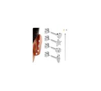 BodyAce 18g Reversible Earrings Gold Cartilage Earring Studs Long Internal Thread Conch Helix Stud Surgical Steel Tragus Piercing Jewelry for Women Men [A:BL:6mm]