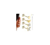 BodyAce 18g Reversible Earrings Gold Cartilage Earring Studs Long Internal Thread Conch Helix Stud Surgical Steel Tragus Piercing Jewelry for Women Men [B-Gold:BL:6mm]