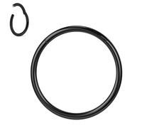 BodyAce 1pc Titanium Hoop Rings for Piercings, Helix Tragus Earrings Hoop Nose Rings 20G 18G 16G Lip Rings, Stainless Steel Sleeper Hinged Huggie Hoops (Black, 20G, Hoops:6mm)