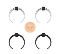 BodyAce 2Pairs Buffalo Ear Taper Kit, 2-12G Septum Pincher Tapers C Shape Nose Jewellery, Black Stretching Ear Piercing Expanded Septum Ring with O-Rings [12G(2mm)]