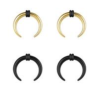 BodyAce 2Pairs Buffalo Ear Taper Kit, 2-12G Septum Pincher Tapers C Shape Nose Jewellery, Black Stretching Ear Piercing Expanded Septum Ring with O-Rings [12G(2mm)]