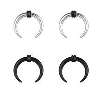 BodyAce 2Pairs Buffalo Ear Taper Kit, 2-12G Septum Pincher Tapers C Shape Nose Jewellery, Black Stretching Ear Piercing Expanded Septum Ring with O-Rings [12G(2mm)]