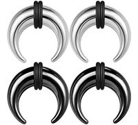 BodyAce 2Pairs Buffalo Ear Taper Kit, 2-12G Septum Pincher Tapers C Shape Nose Jewellery, Black Stretching Ear Piercing Expanded Septum Ring with O-Rings [12G(2mm)]