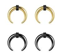 BodyAce 2Pairs Buffalo Ear Taper Kit, 2-12G Septum Pincher Tapers C Shape Nose Jewellery, Black Stretching Ear Piercing Expanded Septum Ring with O-Rings [12G(2mm)]