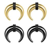 BodyAce 2Pairs C Shape Ear Taper Kit, 2-12G Buffalo Septum Pincher Tapers Nose Rings, Black Stretching Ear Expanded Septum Rings with O-Rings, Stainless Steel, others