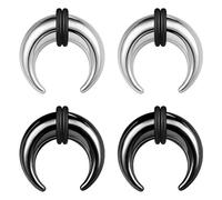 BodyAce 2Pairs C Shape Ear Taper Kit, 2-12G Buffalo Septum Pincher Tapers Nose Rings, Black Stretching Ear Expanded Septum Rings with O-Rings, Stainless Steel, others