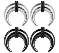 BodyAce 2Pairs C Shape Ear Taper Kit, 2-12G Buffalo Septum Pincher Tapers Nose Rings, Black Stretching Ear Expanded Septum Rings with O-Rings, Stainless Steel, others
