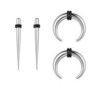 BodyAce 2Pairs Ear Piercing Kits Septum Tapers, 16G 14G 12G 8G 6G 4G 2G Ear Stretching Kit, Surgical Steel Insertion Pincher Body Piercing Assistant Tool [8G(3mm)]