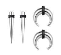 BodyAce 2Pairs Ear Piercing Kits Septum Tapers, 16G 14G 12G 8G 6G 4G 2G Ear Stretching Kit, Surgical Steel Insertion Pincher Body Piercing Assistant Tool [4G(5mm)]