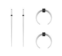 BodyAce 2Pairs Ear Piercing Kits Septum Tapers, 16G 14G 12G 8G 6G 4G 2G Ear Stretching Kit, Surgical Steel Insertion Pincher Body Piercing Assistant Tool [16G(1.2mm)]