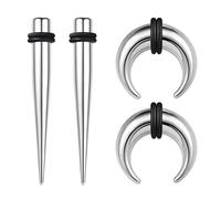 BodyAce 2Pairs Ear Piercing Kits Septum Tapers, 16G 14G 12G 8G 6G 4G 2G Ear Stretching Kit, Surgical Steel Insertion Pincher Body Piercing Assistant Tool [2G(6mm)]