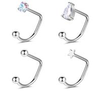 BodyAce 4Pcs U-Shape Nose Rings 16G Hoop Earrings For Women Men Lip Rings Internally Threaded Conch Helix Piercing 316L Surgical Steel Daith Jewellery [A:10mm]
