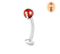 BodyAce ASTM F136 Titanium Belly Bars, 14G Internally Threaded Belly Button Barbells, 6/8/10/12/14mm Flat Back Long Belly Piercing Opal Navel Jewelry [Red;BL:6mm]