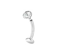 BodyAce ASTM F136 Titanium Belly Bars, 14G Internally Threaded Belly Button Barbells, 6/8/10/12/14mm Flat Back Long Belly Piercing Opal Navel Jewelry [CZ;Red;BL:8mm]