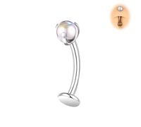 BodyAce ASTM F136 Titanium Belly Bars, 14G Internally Threaded Belly Button Barbells, 6/8/10/12/14mm Flat Back Long Belly Piercing Opal Navel Jewelry [Rainbow;BL:8mm]