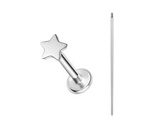 BodyAce ASTM F136 Titanium Lip Bar Labret Rings, 16G Flat Back Earring with Piercing Taper, Internally Threaded Cartilage Piercing Tragus Studs Body Jewellery [Star]