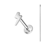 BodyAce ASTM F136 Titanium Lip Bar Labret Rings, 16G Flat Back Earring with Piercing Taper, Internally Threaded Cartilage Piercing Tragus Studs Body Jewellery [Lightning]