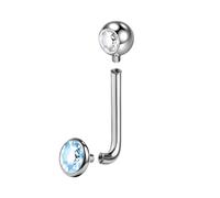 BodyAce F136 Titanium Christina Piercings Barbell, 14G Internally Threaded Vertical Hood Belly Bars, L Bent VCH Ring Christina Barbells Navel Jewellery [Lake Blue;Bar Length:14mm]