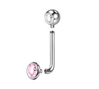 BodyAce F136 Titanium Christina Piercings Barbell, 14G Internally Threaded Vertical Hood Belly Bars, L Bent VCH Ring Christina Barbells Navel Jewellery [Pink;Bar Length:14mm]