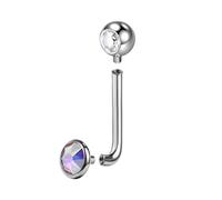 BodyAce F136 Titanium Christina Piercings Barbell, 14G Internally Threaded Vertical Hood Belly Bars, L Bent VCH Ring Christina Barbells Navel Jewellery [Rainbow;Bar Length:14mm]